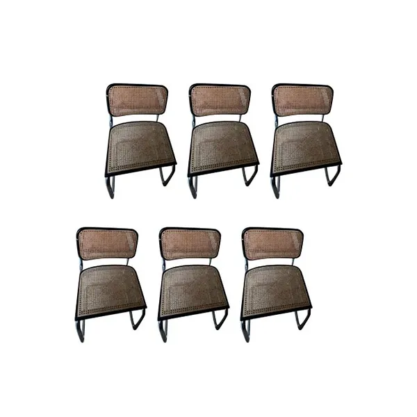 Set of 6 vintage Cesca chairs in steel by Marcel Breuer, Gavina image