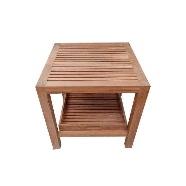 Tavolino quadrato Morris con vassoio in legno teak, Unopiù 