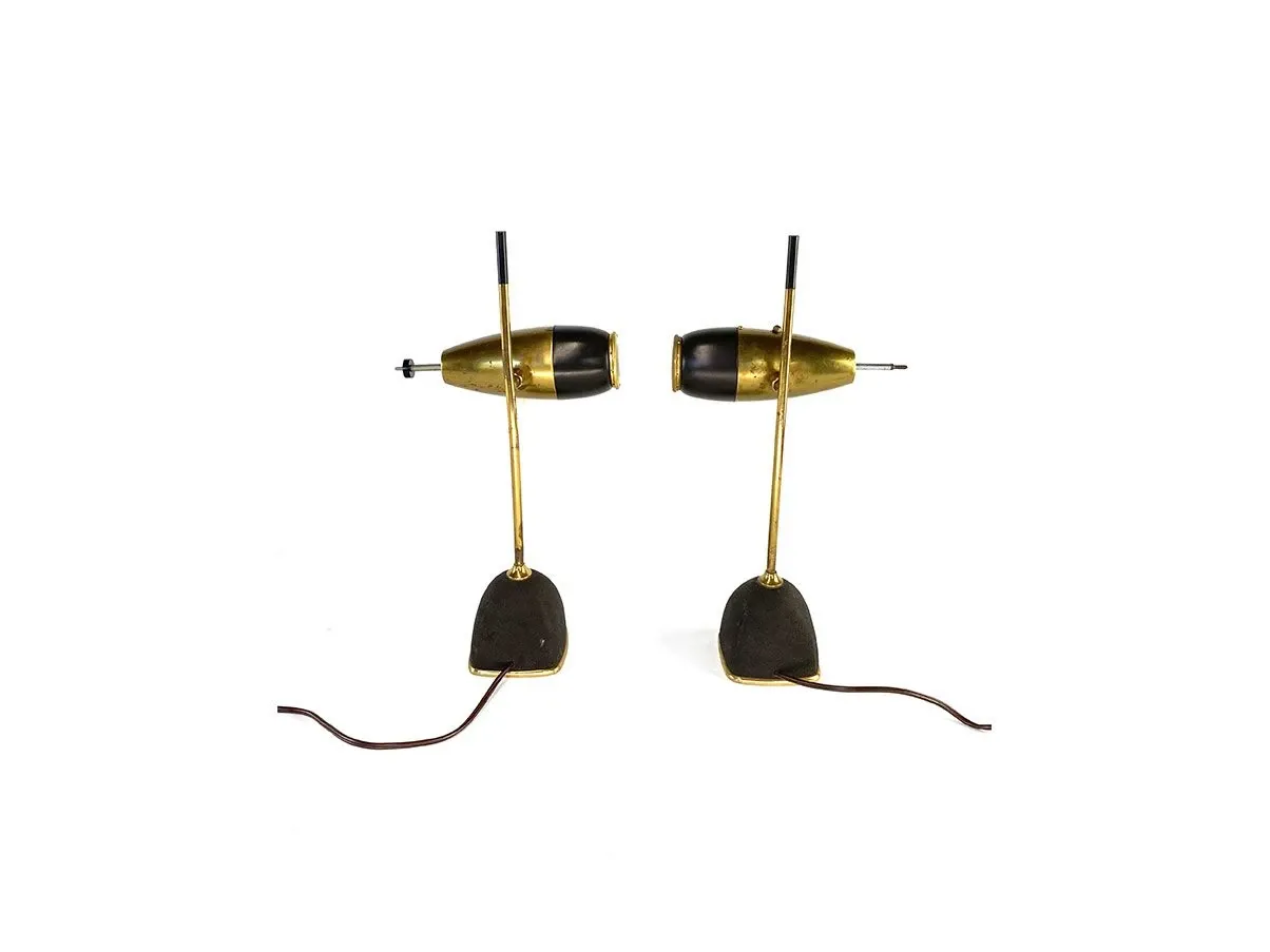Set 2 lampade da tavolo 577 ottone (anni '60), Lumi Milano 2
