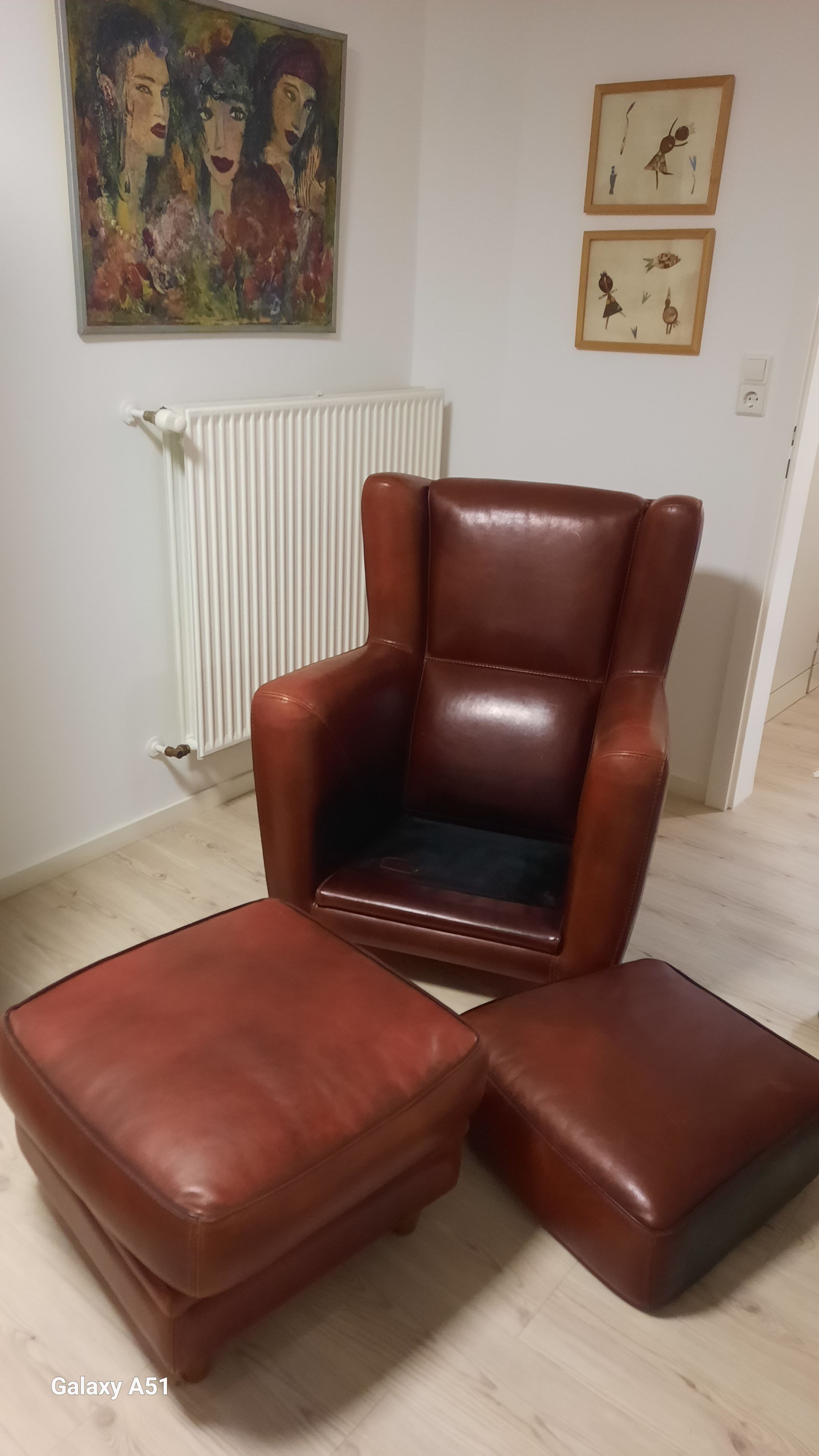 Vintage Chaise Longue aus bordeauxrotem Leder Main