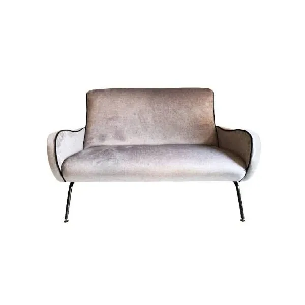 Vintage 2-seater sofa in gray velvet (1950s), image