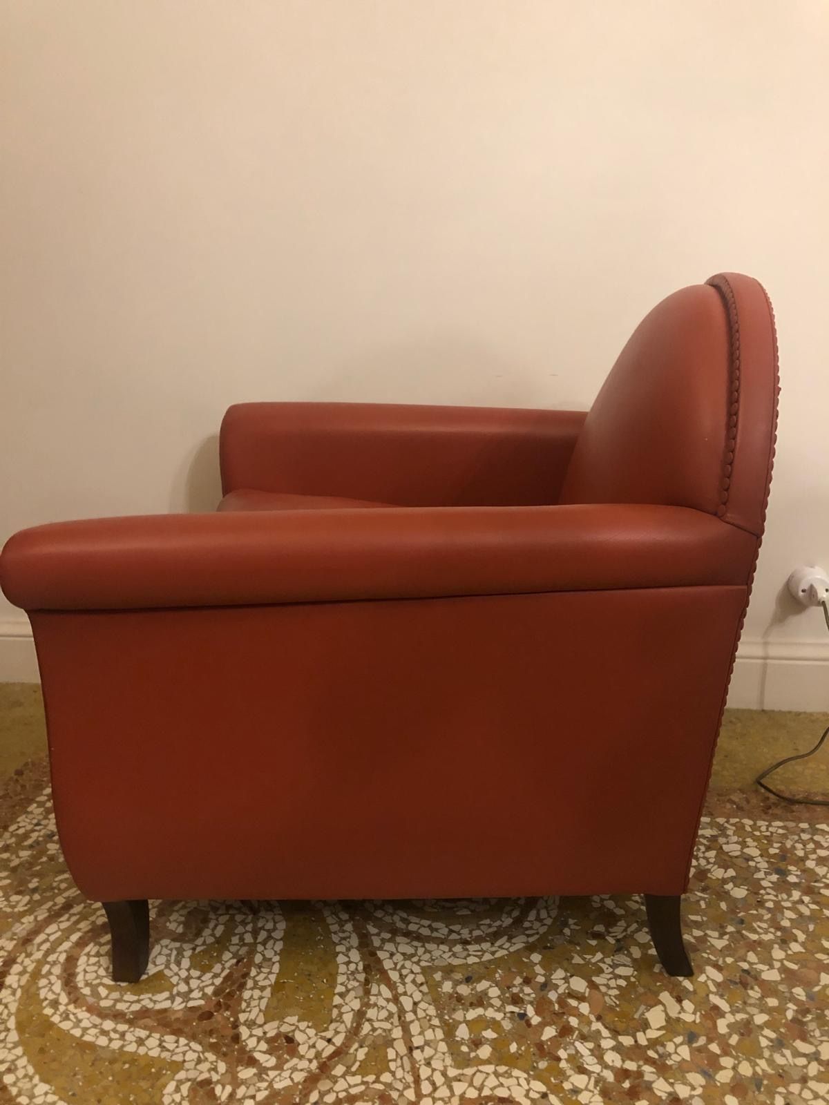 Lyra leather armchair (red), Poltrona Frau Side