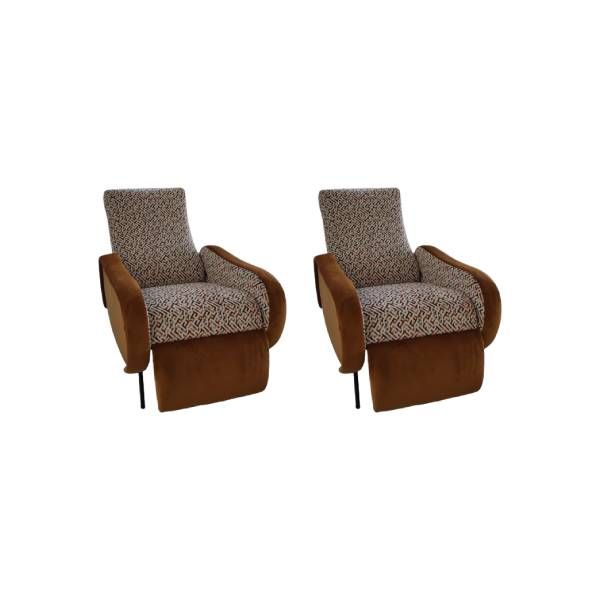 Set of 2 vintage reclining velvet armchairs (1960s), image