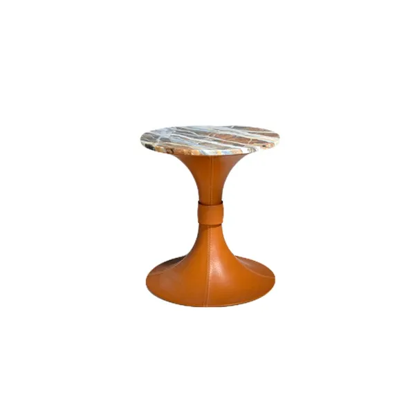 Donald round coffee table in leather and marble, Cornelio Cappellini image