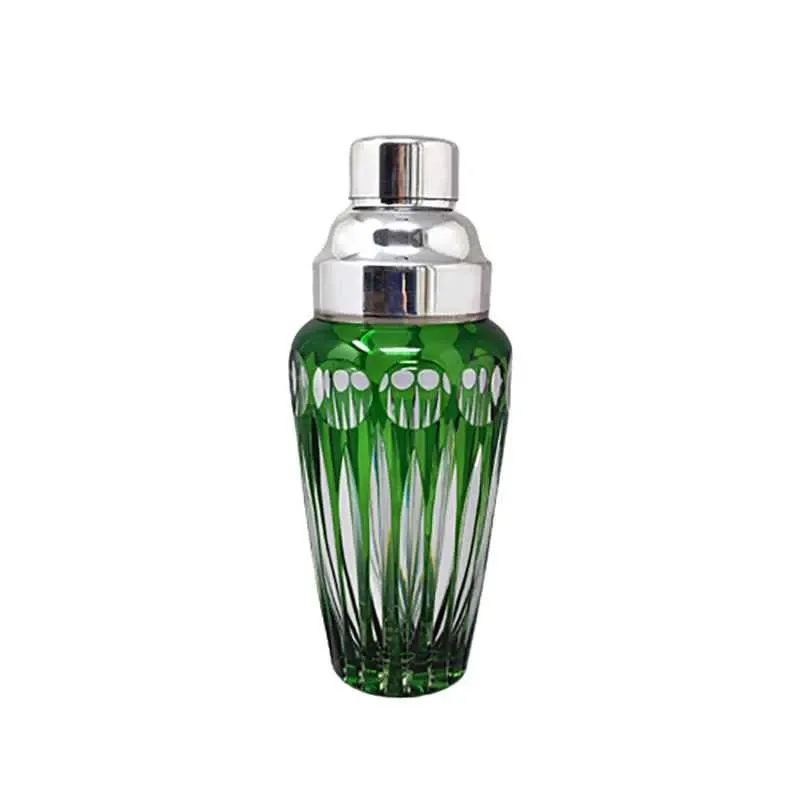 Vintage Green Crystal Cocktail Shaker (1960s), image