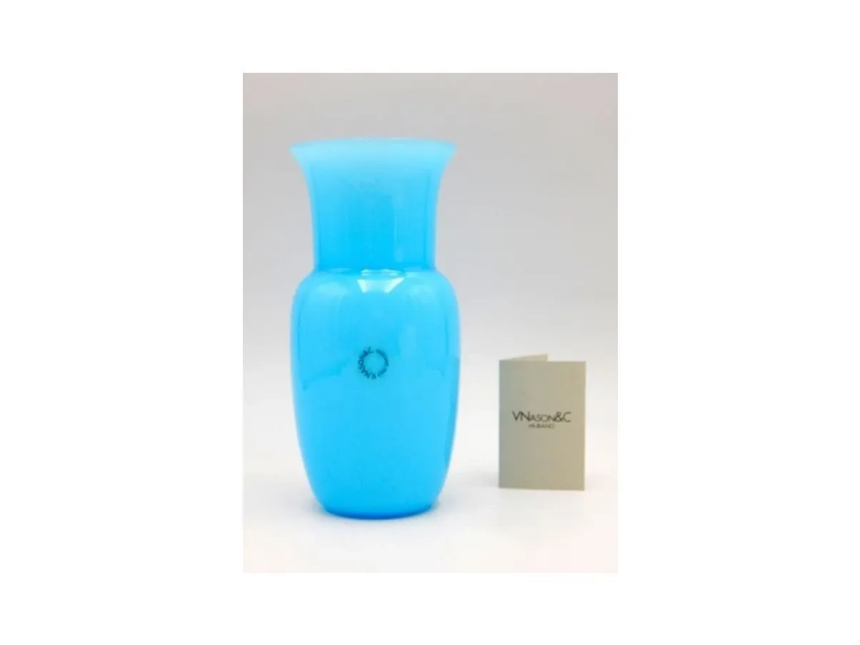 Turquoise vase in opal glass, V.NASON&C 1
