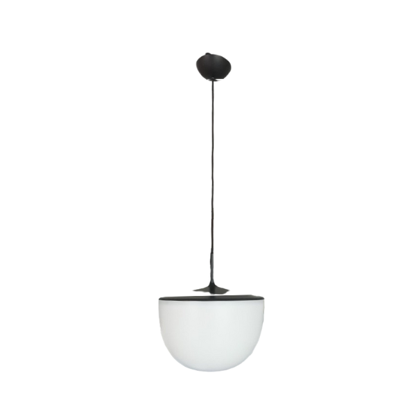 Lampada a sospensione Chesire in policarbonato bianco e nero di GamFratesi, FontanaArte image