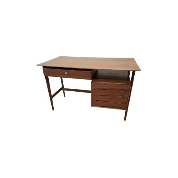 Vintage desk in oak, teak and brass, image