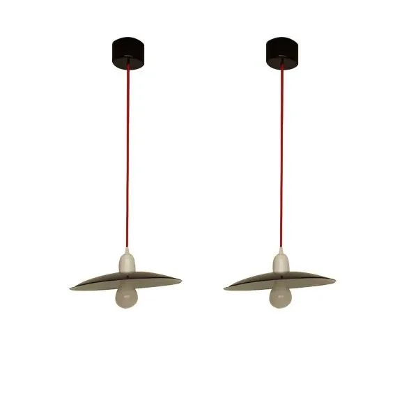 Set 2 lampade a sospensione vintage lamiera verniciata (nero) image