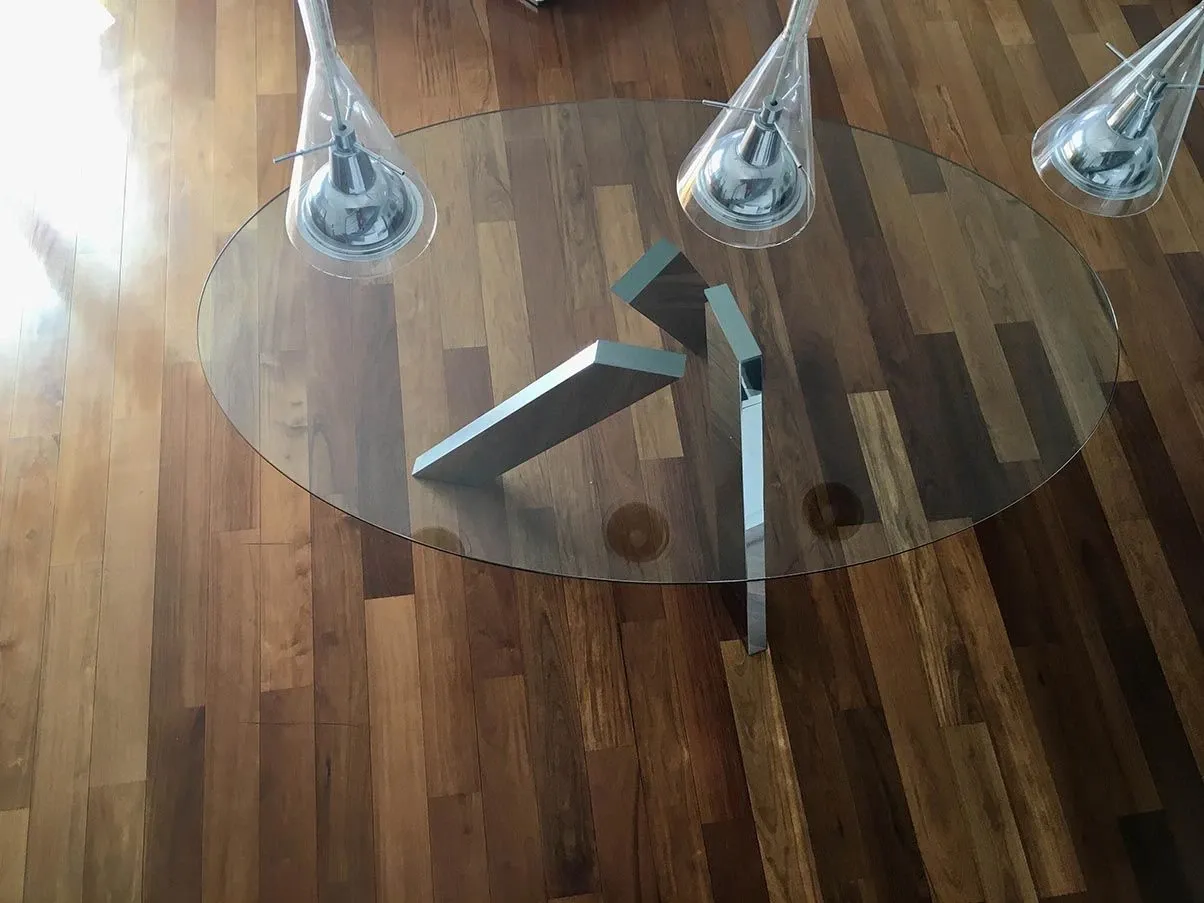 Tavolo ovale Fix in metallo cromato e cristallo, Former 5