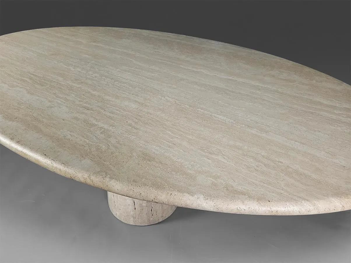 Vintage Finale Oval Table by Peter Draenert in Travertine (1970s) 3