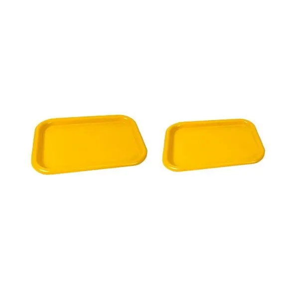 Set 2 vassoi 5006 di Ettore Sottsass acciaio (giallo), Alessi 1