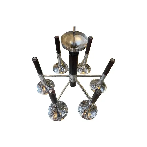 Vintage Reggiani-style 6-light chandelier from the 70s, image