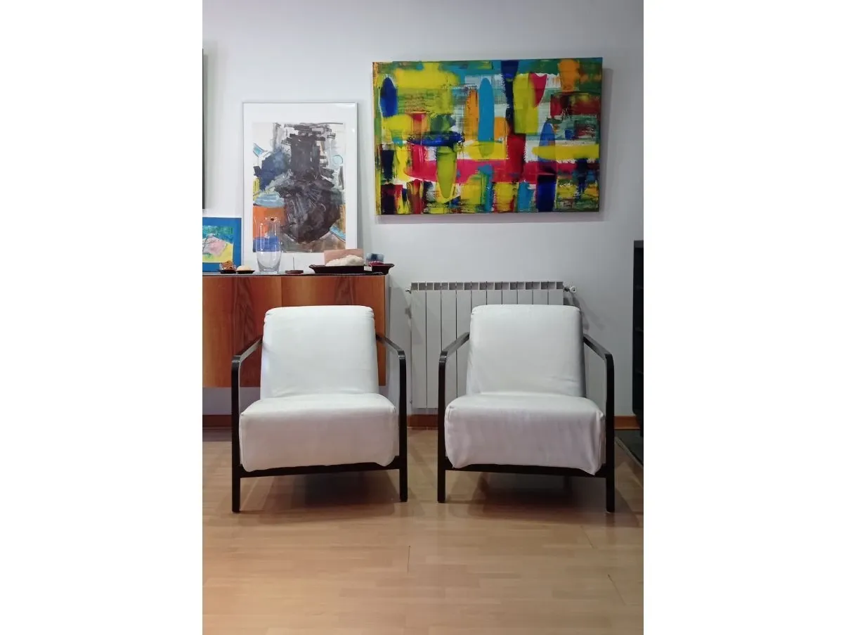 Set of 2 Gilda armchairs in white leather, Porada 1