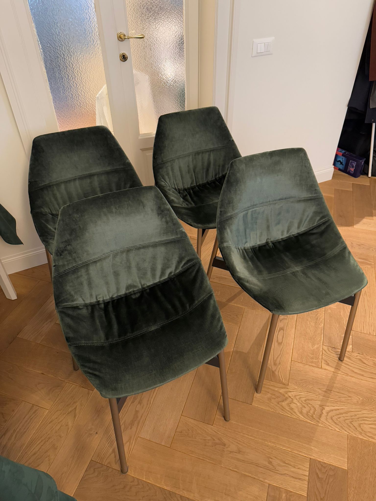 Set di 4 Sedie  Gamma in velluto (verde), Pianca Main