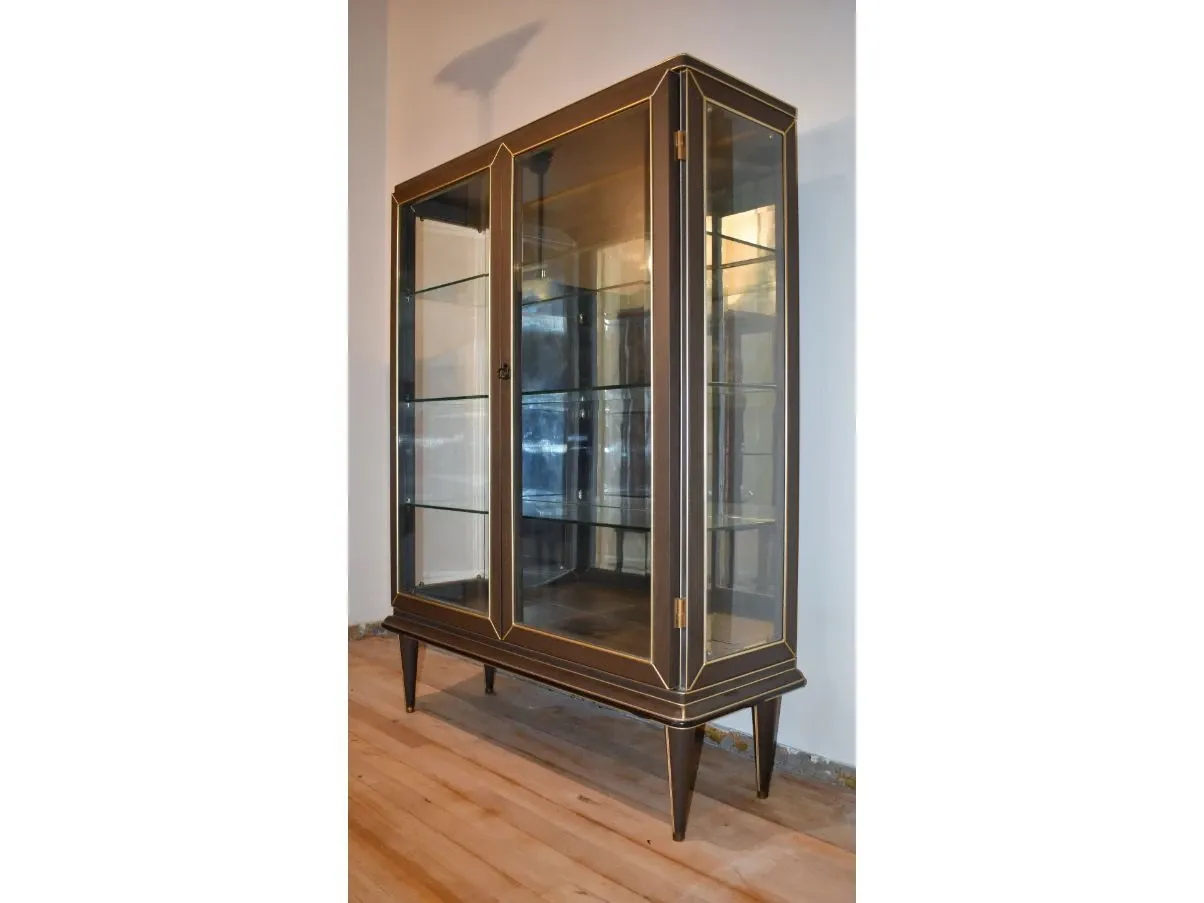 Vetrina vintage in legno con ripiani in vetro (anni '50) 3