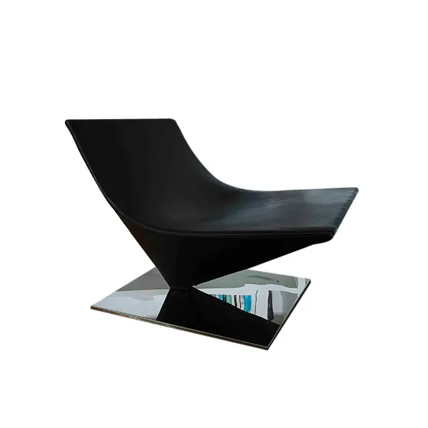 Lofty swivel armchair in steel and leather (black), MDF Italia image