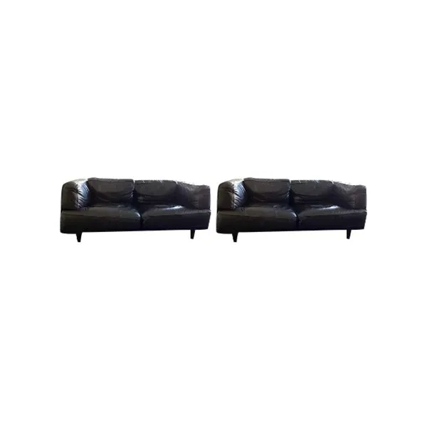 Set of 2 Twice 2-seater sofas in leather (black), Poltrona Frau image