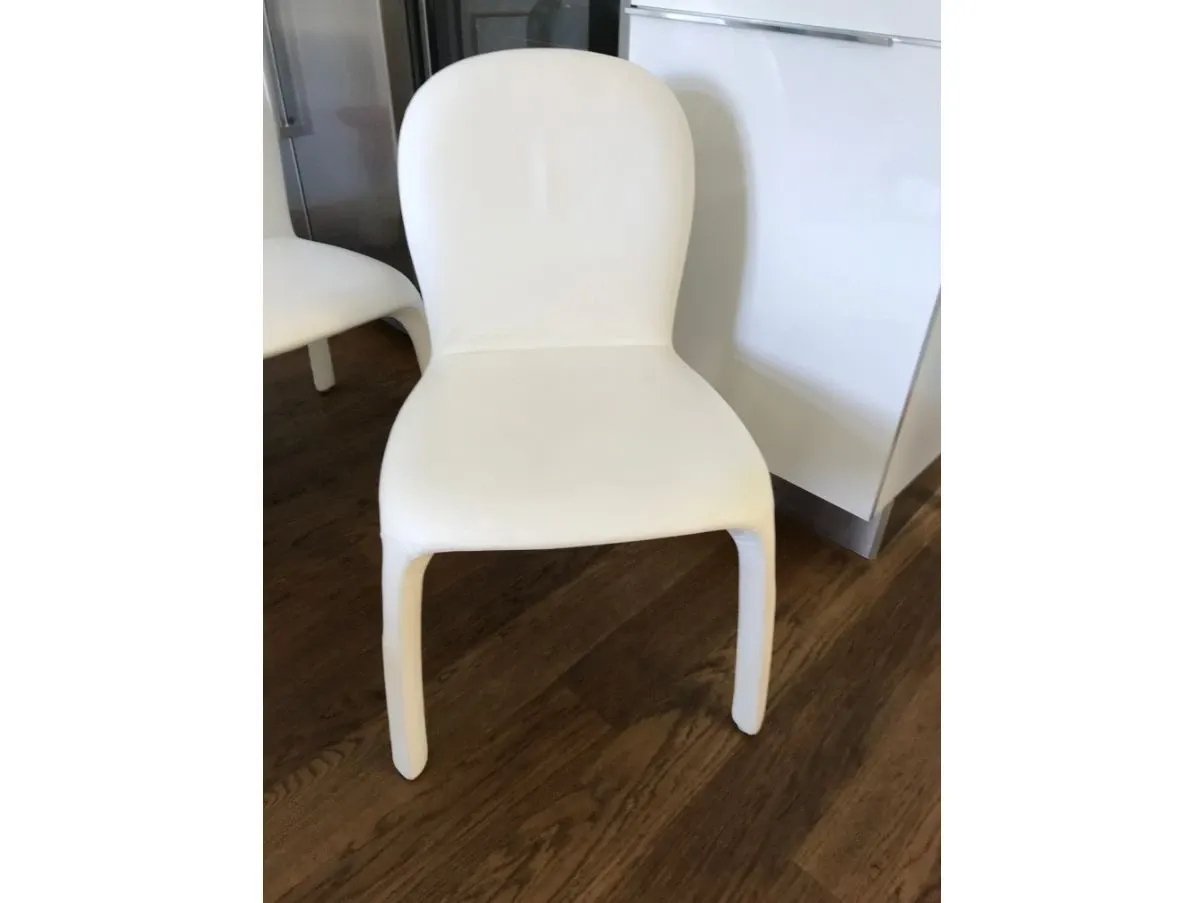 Set of 4 chairs in white leather, Poltrona Frau 4