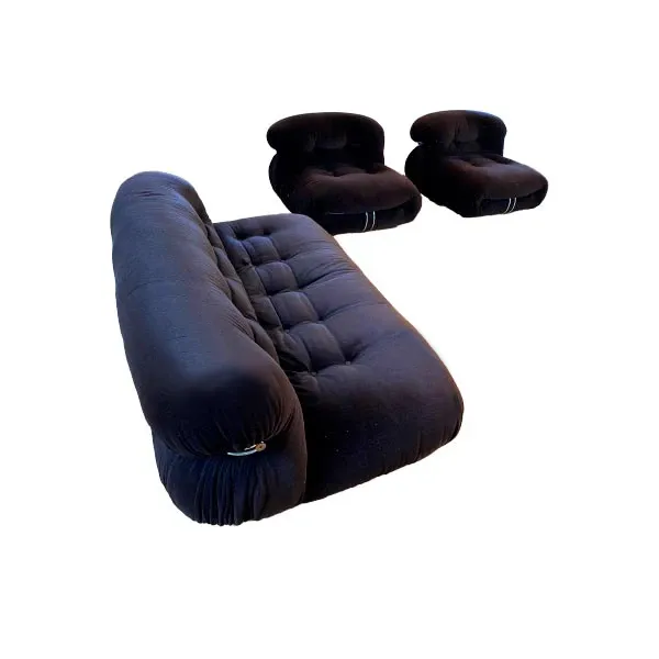 Set divano e 2 poltrone Soriana in velluto (marrone) 1