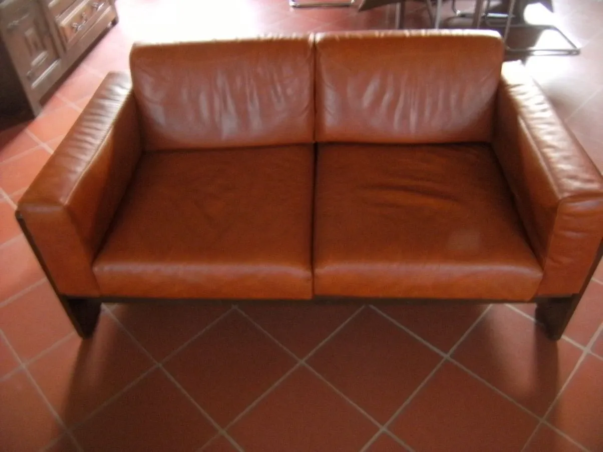Divano a 2 posti vintage in pelle (anni'70), 2