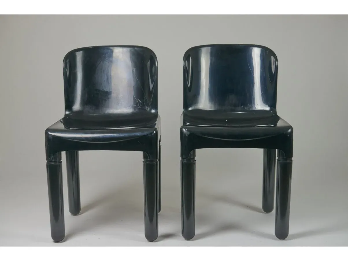 Set of 2 black chairs by Marcello Siard, Longato image