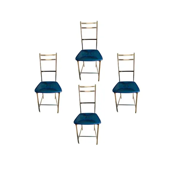 Set of 4 Bagutta chairs in aluminum and polycarbonate (blue), Ycami image