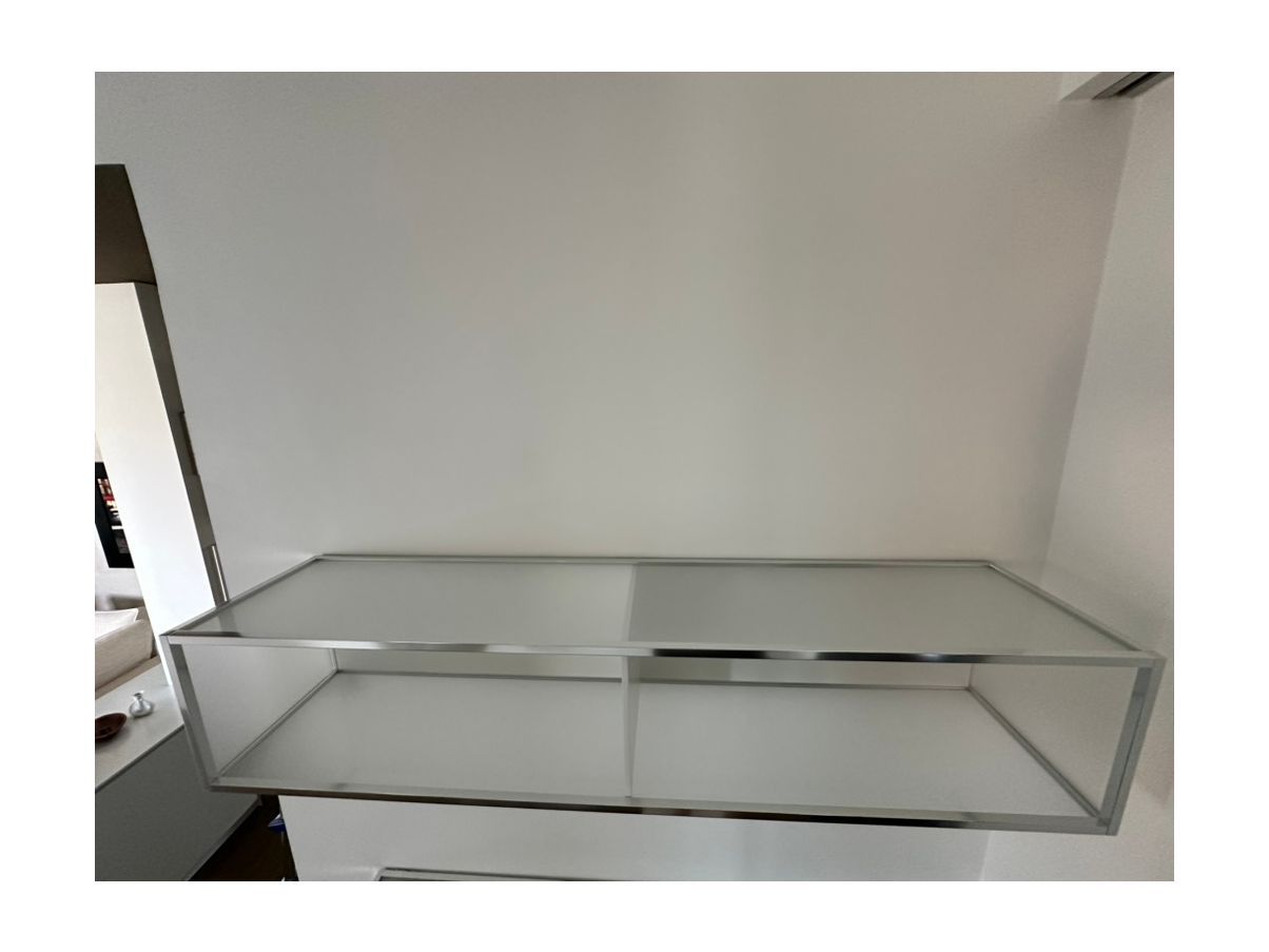 Glass and Glossy Wood Display Cabinet and Storage Set Front