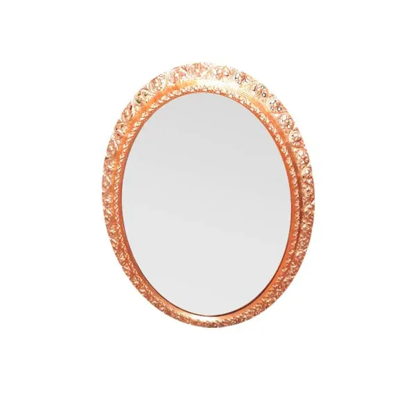 Vintage oval mirror with wooden frame (1940s), image