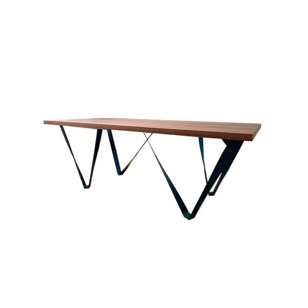 Tavolo Wave con estensioni in legno noce e metallo 2