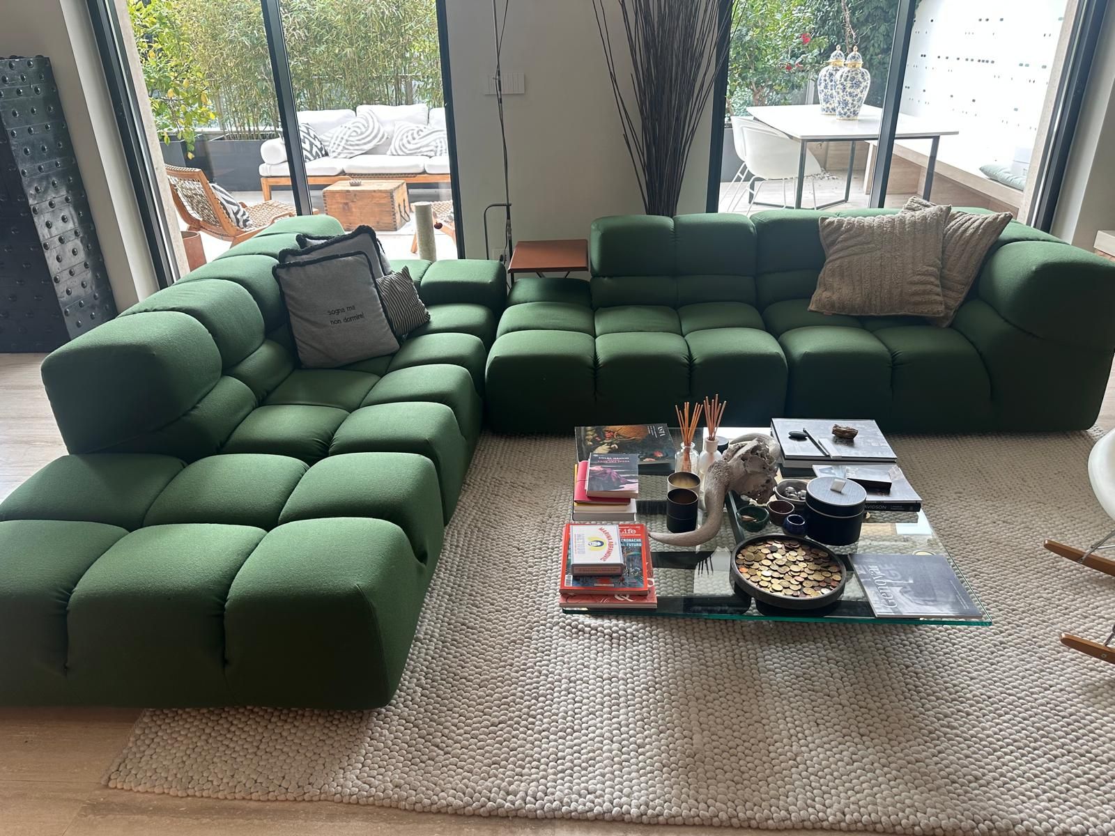 Tufty Time modular sofa in green by Patricia Urquiola, B&B Italia Front