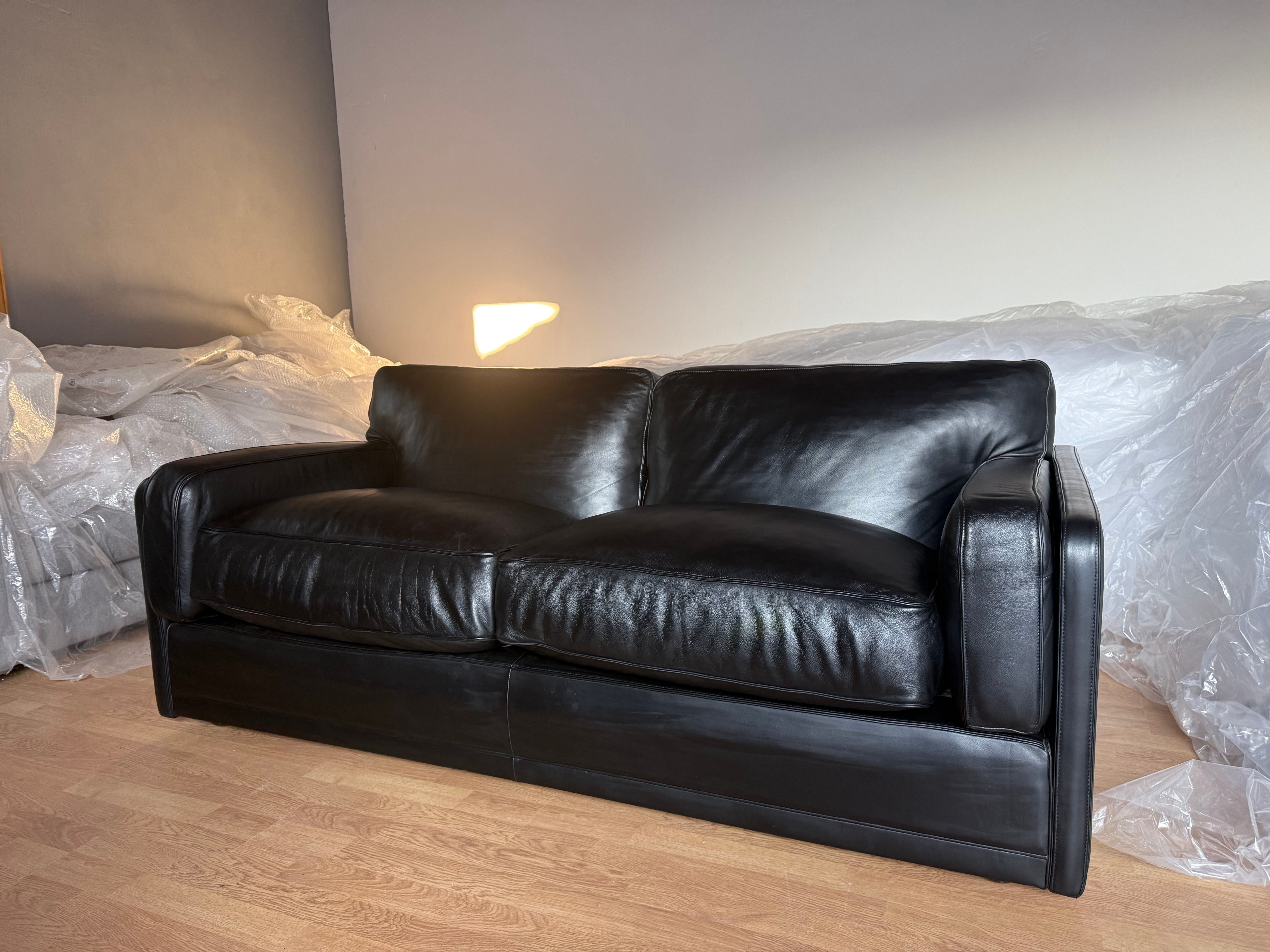 Divano 2 posti in pelle nera di Tito Agnoli Optional8