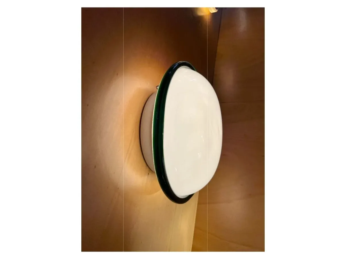 Applique Saturno in vetro di Murano bianco e verde, Venini 1