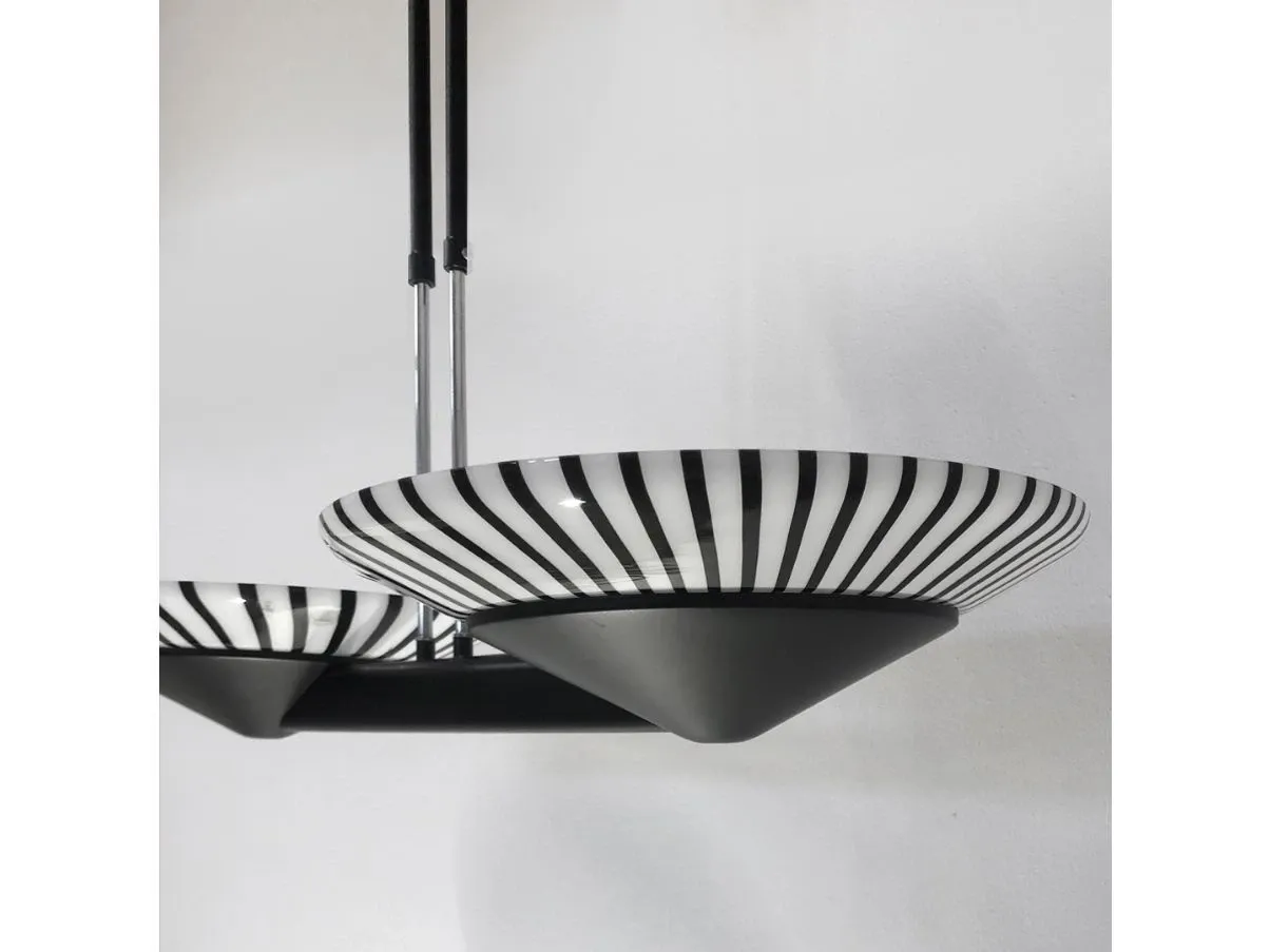 Lampada a sospensione di Murano in vetro nero e bianco, ITre 1