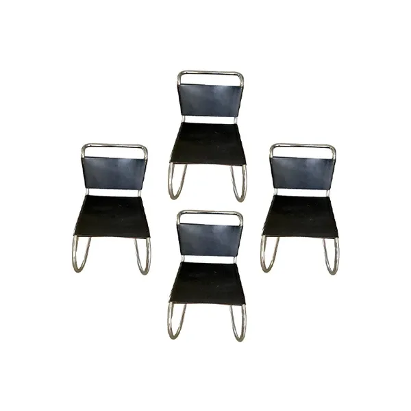 Set of 4 chairs by Ludwig Mies van der Rohe in metal, Knoll image