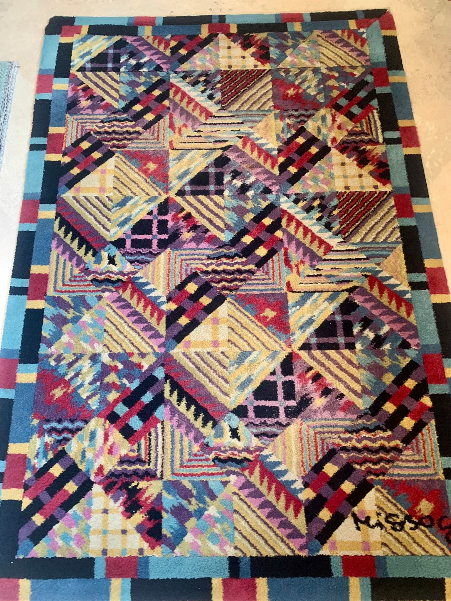 Vintage Wollteppich Mehrfarbig Luxor 1980er Front