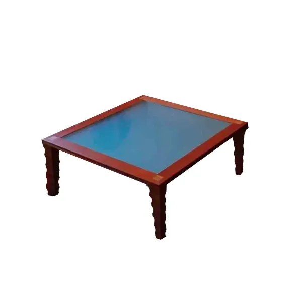 Square coffee table in cherry wood and satin glass, Giorgetti image