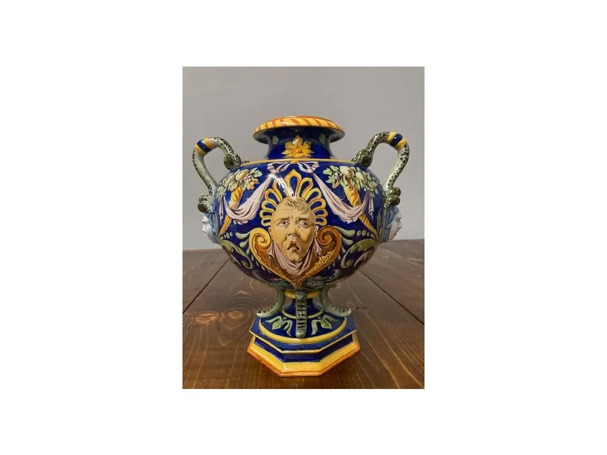 Vintage majolica vase (19th century), Ginori image