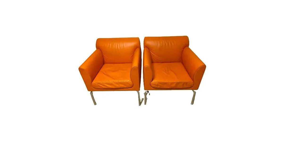 Set of 2 orange Eos armchairs, Poltrona Frau image