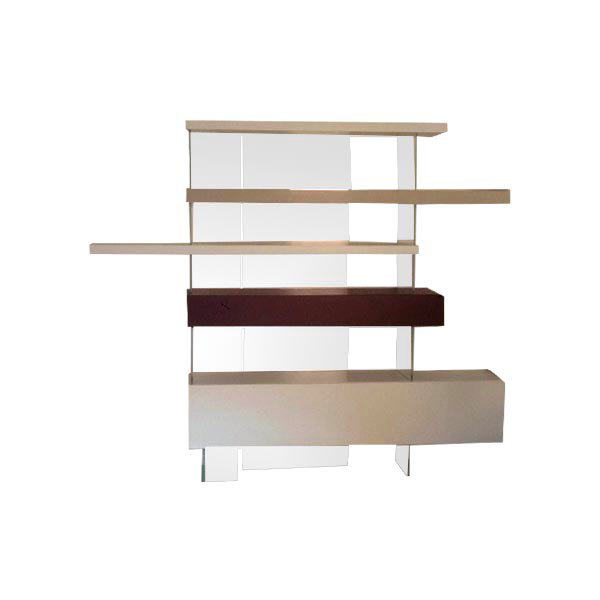 Libreria verticale a 4 vani in legno bianco opaco 42x147 cm - Cloud