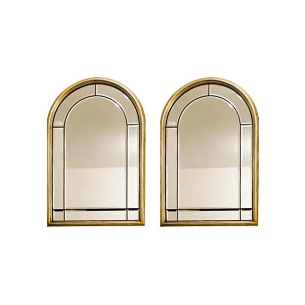 Set 2 specchi bisellati con bordatura in ottone (anni '70), 4