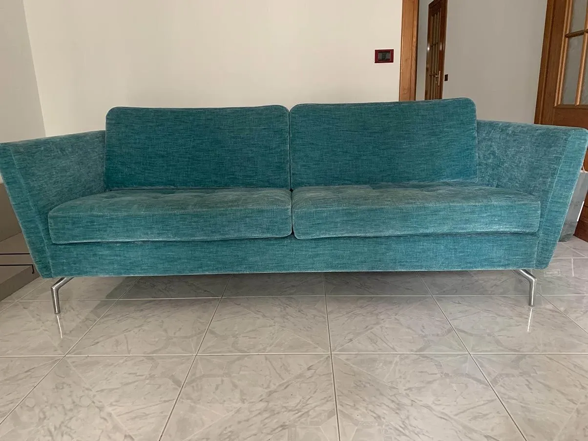 Set divano 3 posti 2 poltrone velluto (azzurro), BoConcept 5