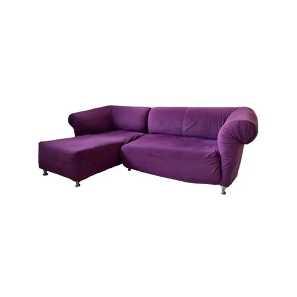 Vintage sofa with peninsula in alcantara (purple), Giovannetti image