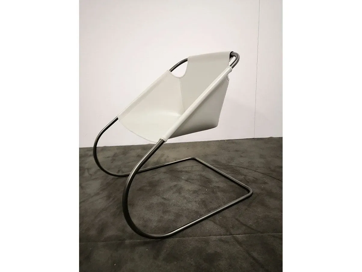 Foster armchair metal and leather (grey), Ivano Redaelli 2
