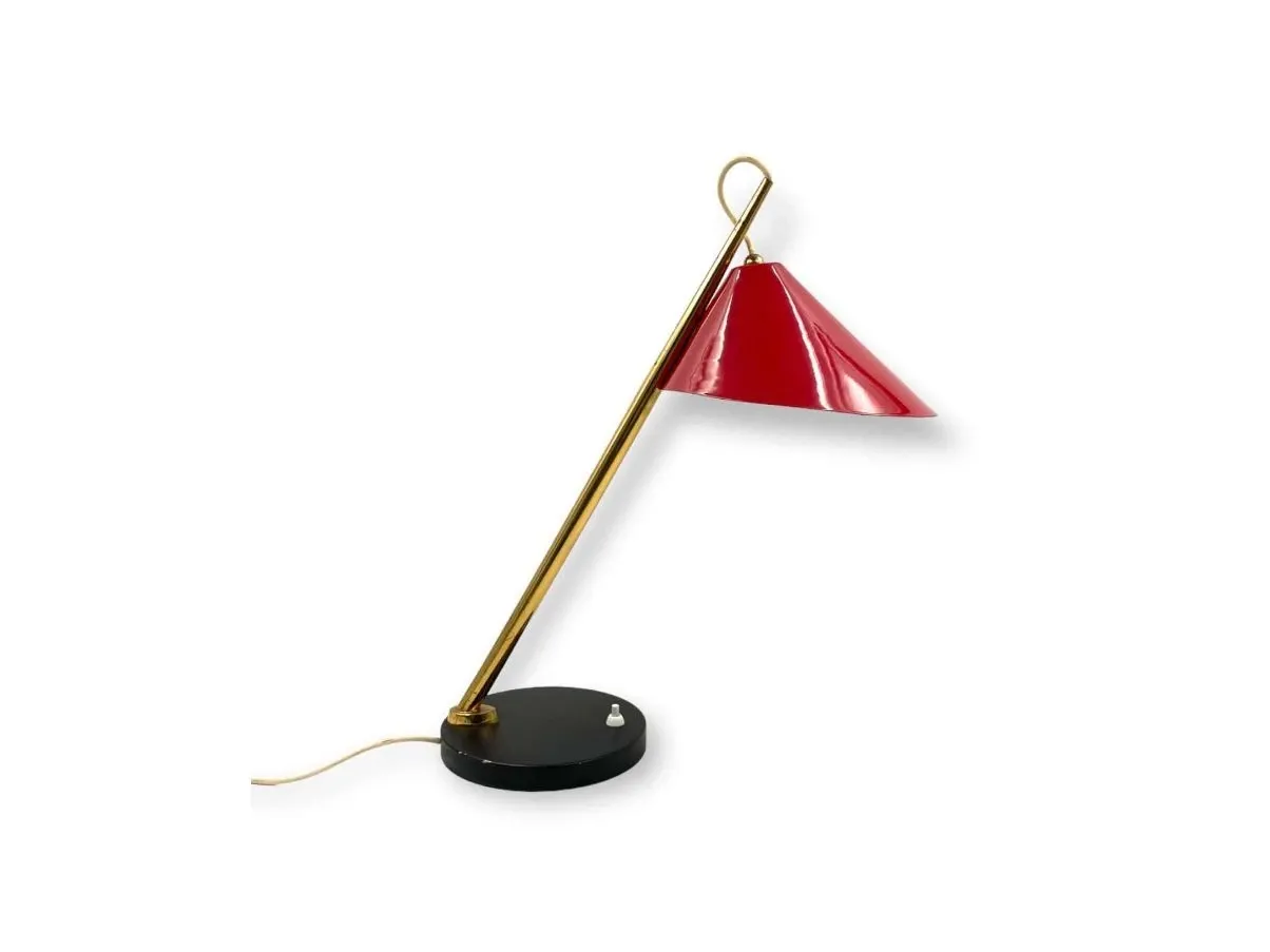 Lampada da tavolo rosso vintage (anni'60), Lumen image