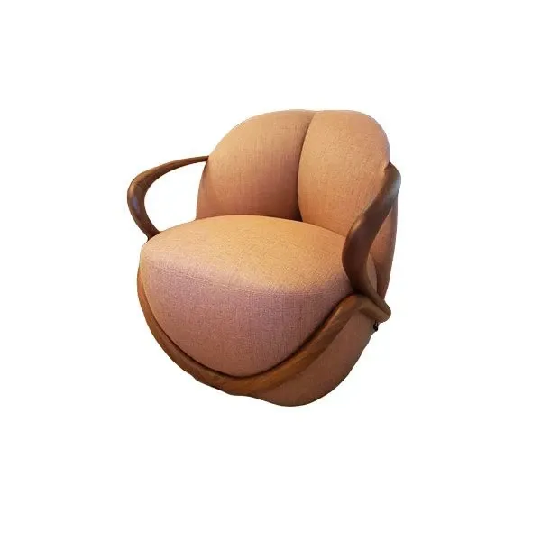 Hug armchair in solid American walnut (pink), Giorgetti image