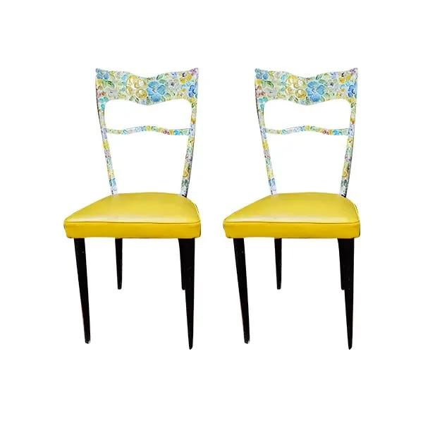 Vintage hand-decorated wooden chairs (1950s) image