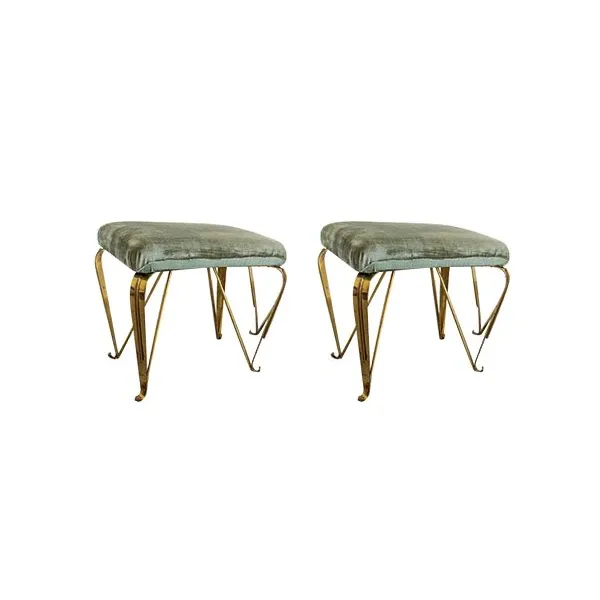Set 2 panche in ottone e velluto vintage di Jansen 6