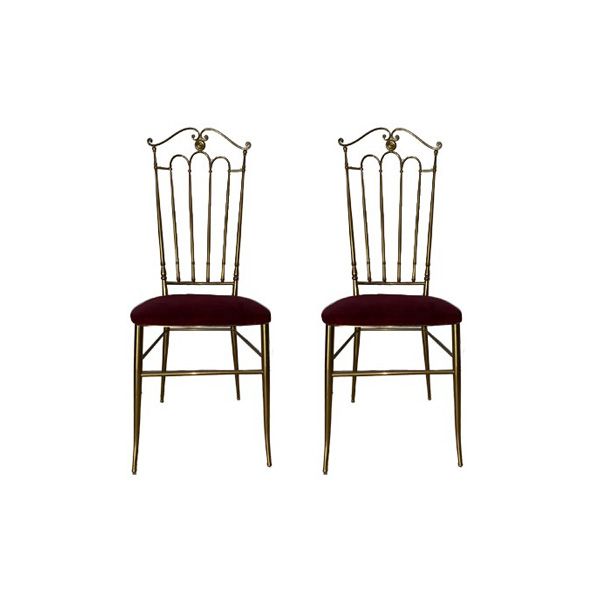 Set of 2 vintage brass and velvet chairs (1960s), image