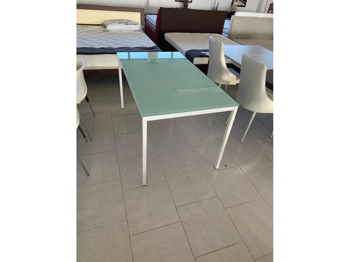 Ausziehbarer Esstisch Aurora aus Glas und Metall (weiß) 4